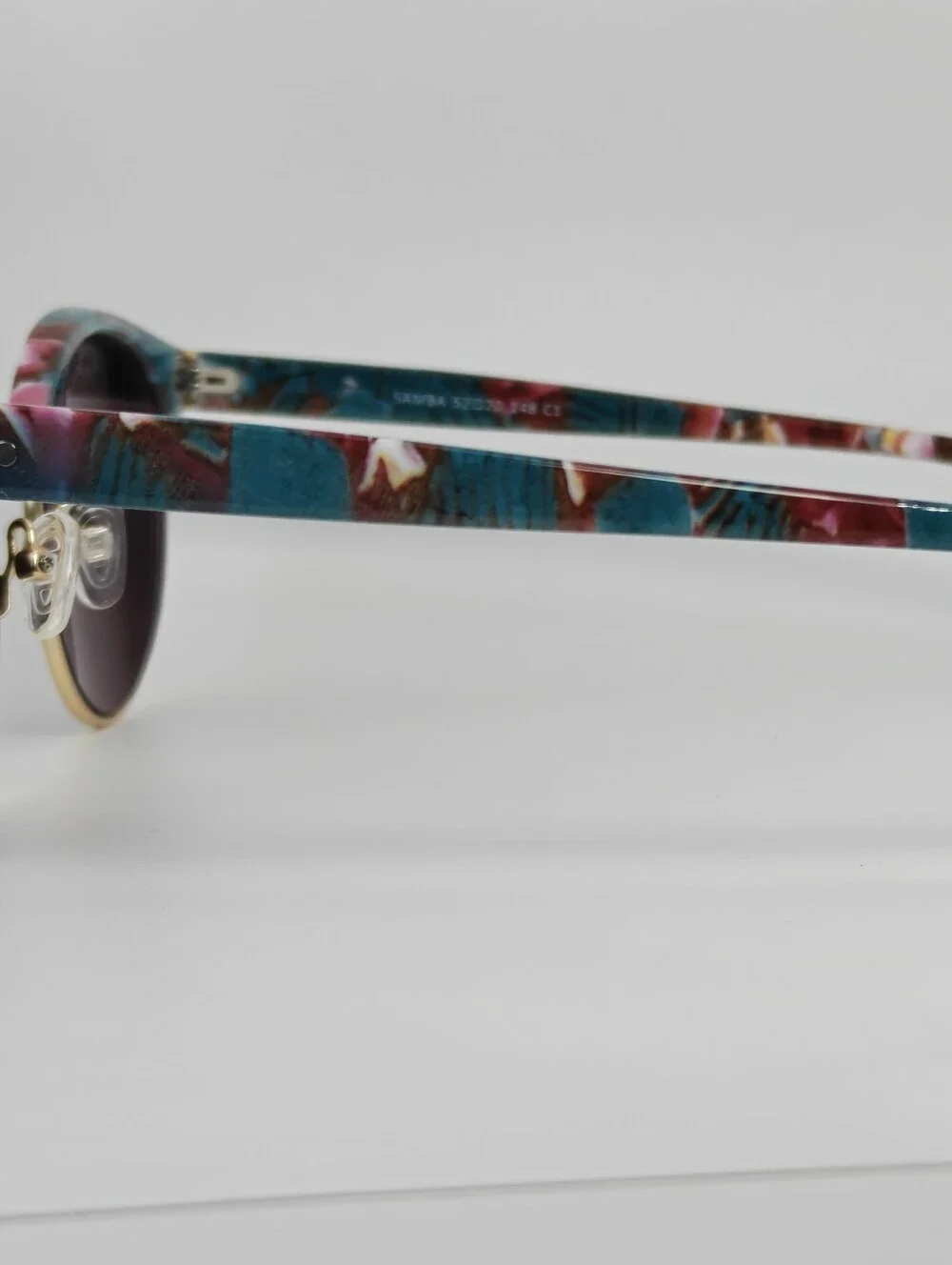 Samba. Round Retro Floral Blue Eyewear for Women.